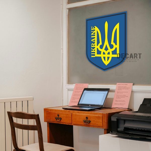 Двошаровий Герб України Тризуб "Ukraine" 30х23 см 10045 фото