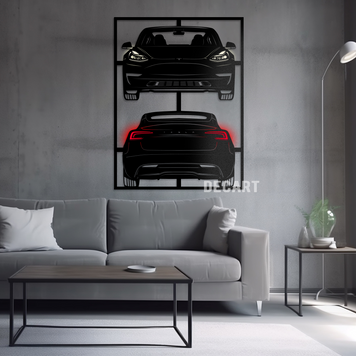 Дерев'яне панно Tesla 3 Performance 2021 90х67 см (без підсвітки) 11118 фото